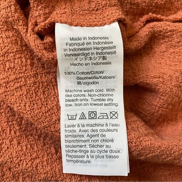 Madewell Textured Keyhole Top Large Clay Tiered Ruffle Sleeves Preppy - Picture 8 of 8